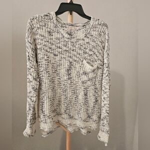 Hem & Thread Marled Knit Sweater - Black and White